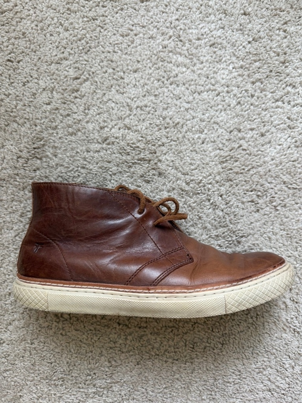 Frye Mens Size 9.5 Cognac Brown Leather Chukka Sneakers Shoes 3480349-COG